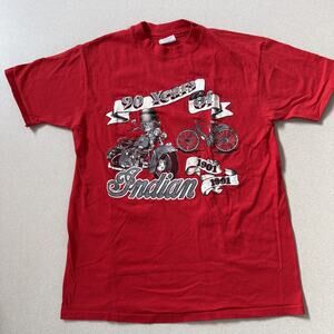 Vintage 90s Indian Motorcycle Double Sided Graphic T-Shirt Biker Tee Men’s Large